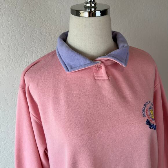 Vintage Y2K Pastel Collared Sweatshirt Royal Caribbean Cruise Wear size XL Pink - Picture 4 of 13